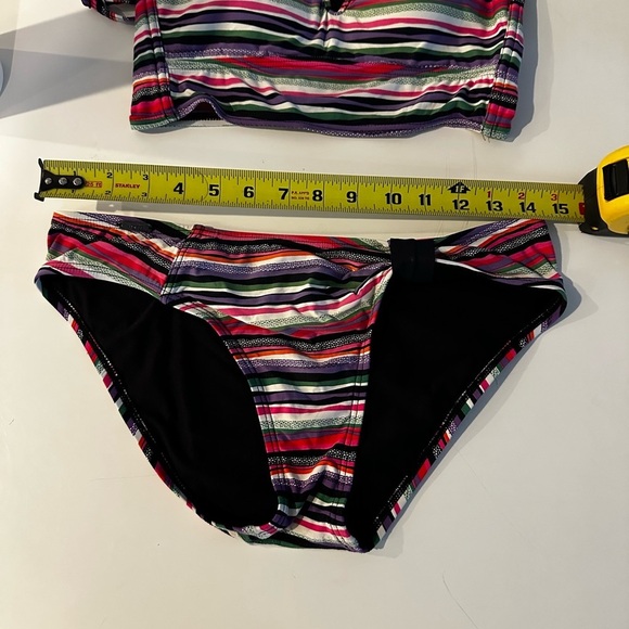 Striped Bikini Set - Colorful V-Wire Top & Full Coverage Bottom Top S Bottom M - Picture 6 of 6